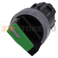 АКТУАТОР ПОВОРОТНОГО ПЕРЕКЛЮЧАТЕЛЯ С ВОЗМОЖНОСТЬЮ ПОДСВЕТКИ, 22MM, КРУГЛ., ПЛАСТИК С МЕТАЛЛИЧЕСКИМ ФРОНТАЛЬНЫМ КОЛЬЦОМ, РУКОЯТКА КОРОТКАЯ ЧЁРНАЯ С ЗЕЛЁНОЙ ВСТАВКОЙ, 2 КОММУТАЦИОННЫХ ПОЛОЖЕНИЯ: O<I, БЕЗ ФИКСАЦИИ, УГОЛ ПОВОРОТА РУКОЯТКИ 45 ГРАД. : 10:30Ч./1