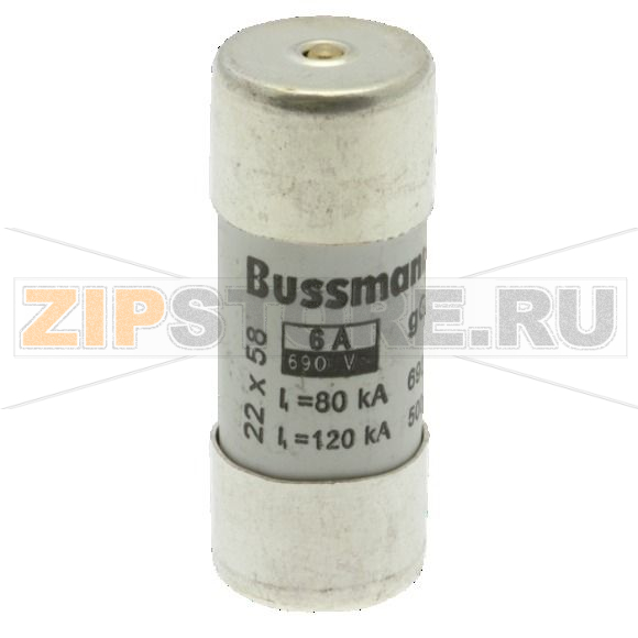 Предохранитель, 6 A, AC 690 В, 80 кА, 22x58 мм, gL/gG, IEC Eaton CYLINDRICAL FUSE 22x58 6A GG 6 