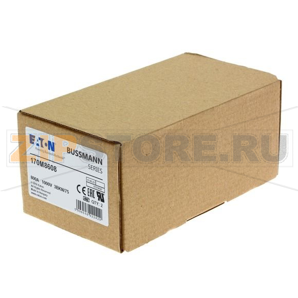 Предохранитель, 800 A, AC 1000 В, 125 кА, size 3, 74x92x76 мм, aR, IEC UL Eaton FUSE 800A 1000 