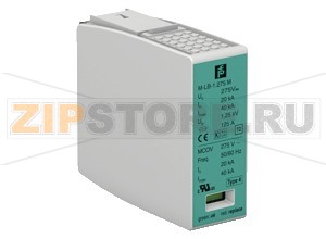 Устройство защиты Protection Module for Surge Protection Barrier M-LB-1.150.M Pepperl+Fuchs General specificationsDevice typetype 2 acc. to EN 61643-11class II acc. to IEC 61643-1Number of protected supply lines1Electrical specificationsNominal voltage120 V ACMaximum continuous operating voltagemax. 150 V AC max. 200 V DCNominal discharge current (8/20 &micros)15 kAMax. surge current (8/20 &micros)40 kAIndicators/settingsDisplay elementsstatus display operating state (green)fault indication (red)Directive conformityLow voltageDirective 2014/35/EUEN 61643-11:2012ConformityDegree of protectionIEC 60529Ambient conditionsAmbient temperature-40 ... 80 °C (-40 ... 176 °F)Mechanical specificationsDegree of protectionIP20MaterialHousingthermoplastic, color grey , UL 94 V-0Massapprox. 50 gDimensions18 x 45 x 51 mm (0.7 x 1.8 x 2 inch) (1 TE acc. to DIN 43880)Mountingin the surge protection barrier M-LB-*.****.*