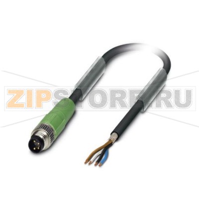 Кабель для датчика / исполнительного элемента Phoenix Contact SAC-4P-M 8MS/ 5,0-PUR SH 4-полюсн., PUR без галогенов, темно-серый RAL 7021, экранирован., Штекеры прямое M8, к свободный конец, Длина кабеля: 5 м.Минимальный заказ: 1 шт.Упаковка: 1 шт.