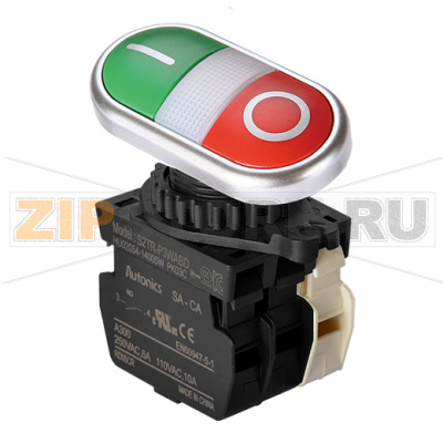 Выключатель кнопочный, двойной, Ø отверстия: 22/25 мм Autonics S2TR-P3WABD 