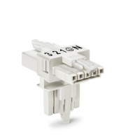 T-distribution connector; 5-pole; Cod. A; 1 input; 2 outputs; 3 locking levers; for flying leads; white Wago 890-672