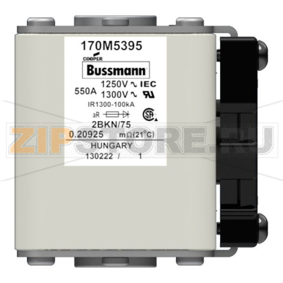 Предохранитель, 550 A, AC 1250 В, 100 кА, size 2, 61x75x77 мм, aR, IEC UL Eaton FUSE 550A 1250 