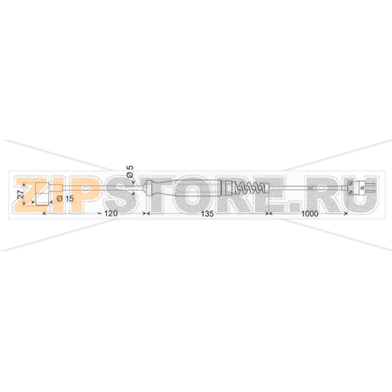 Датчик температуры, тип датчика: K, зонд: 120 мм, от -65 до 400°C Greisinger GOF 200 HO 