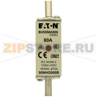 Предохранитель, 80 A, AC 500 В, 120 кА, NH000, gL/gG, IEC Eaton NH FUSE 80AMP 500V SIZE 000 GG MGL