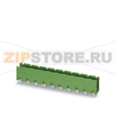 Ответная часть разъема Phoenix Contact GMSTBV 2,5/ 9-G-7,62 Номинальный ток: 12 А, Расчетное напряжение (III/2): 630 В, Полюсов: 9, Размер шага: 7,62 мм, Цвет: зеленый, Поверхность контакта: олово, Монтаж: пайка.Минимальный заказ: 50 шт.Упаковка: 50 шт.