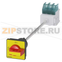 ГЛАВНЫЙ ВЫКЛЮЧАТЕЛЬ 3-ПОЛЮСНЫЙ IU=25, P/AC-23A AT 400V=9,5KW WITH DEFEATABLE DOOR COUPLING ROT. MECHANISM BASE MOUNTING TOP-HAT RAIL/TWO HOLE MOUNTING ROTARY MECHANISM RED/YELLOW Siemens 3LD2217-0TK13
