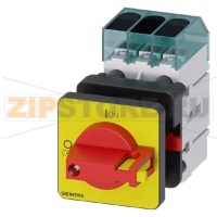 Главный выключатель 3-пол., Iu 40A рабоч.коммутация при AC-23 A при 400В 15,0кВт фронт уст. базовая устан. с центр.отверст. 22,5мм ручка черный красный/желтый 48 x 48 mm Siemens 3LD3350-0TK13