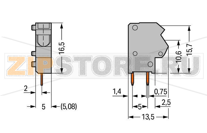 Stackable PCB terminal block; 2.5 mm; Pin spacing 5/5.08 mm; 1-pole; PUSH WIRE®; 2,50 mm; light green Wago 254-847 Модульные клеммы с зажимом PUSH WIRE®, приводимым в действие при помощи отвертки для индивидуальной сборки клеммных колодокЗажим одножильных проводников и тонкожильных проводников с наконечниками путем вставкиТестовый разъем для тестового штекера O 2 ммЭкономит место на печатной плате, всего 8,9 мм глубинойТакже доступны с 2-проводным соединением...