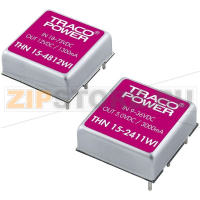 Преобразователь DC/DC, печатный монтаж, 48 V/DC, 5 V/DC, 3 A, 15 W Traco Power THN 15-4811WI