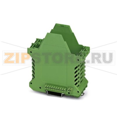 Нижняя часть корпуса с 10-контактным разъемом для параллельного сквозного подключения и 2-контактным разъемом для последовательного подключения Phoenix Contact ME 45 UT/FE BUS/10+2 GN 