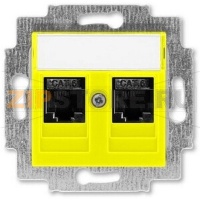 Розетка компьютерная, 2хRJ45, жёлтая ABB 2CHH296118A6064