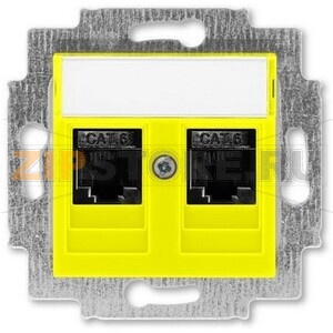 Розетка компьютерная, 2хRJ45, жёлтая ABB 2CHH296118A6064 