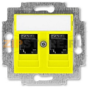 Розетка компьютерная, 2хRJ45, жёлтая ABB 2CHH296118A6064 