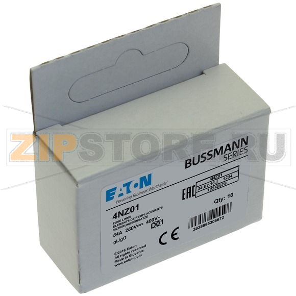 Предохранитель, 4 A, AC 400 В, 50 кА, D01, gL/gG, IEC с задержкой Eaton FUSE-D01 4A T GL/GG 400VAC 