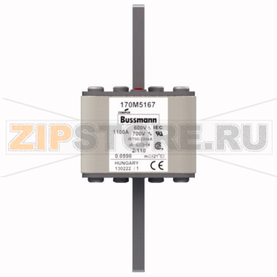 Предохранитель, 1100 A, AC 600 В, 200 кА, 2, 61x61x108 мм, aR, DIN, IEC Eaton FUSE 1100A 600V 2 