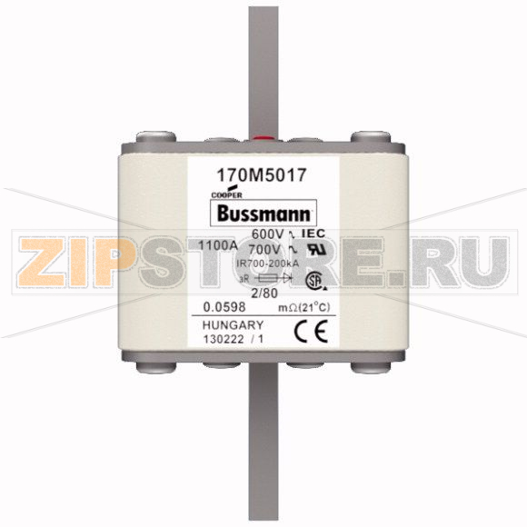 Предохранитель, 1100 A, AC 600 В, 200 кА, 2, 61x61x108 мм, aR, DIN, IEC Eaton FUSE 1100A 600V 2 