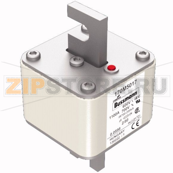 Предохранитель, 1100 A, AC 600 В, 200 кА, 2, 61x61x108 мм, aR, DIN, IEC Eaton FUSE 1100A 600V 2 