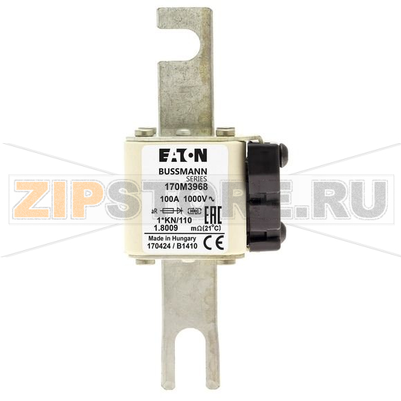 Предохранитель, 100 A, AC 1000 В, 150 кА, DIN 1, 43x61x138 мм, aR, DIN, IEC Eaton FUSE 100A 100 