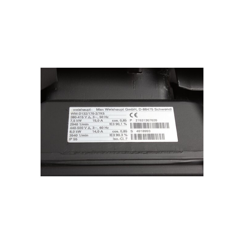 Электродвигатель 7.5/8 кВт, 2940/3540 об/мин Weishaupt WM-D132/170-2/7K5 