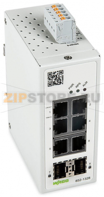 Промышленный управляемый переключатель; 6-Port 1000BASE-T; 2-слотовый 1000Base-SX/LX; Безопасность MAC; светло-серые Wago 852-1328 