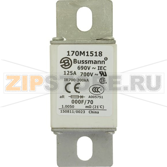 Предохранитель, 125 A, AC 690 В, 200 кА, size 000, 24x36x96 мм, aR, IEC Eaton FUSE 125A 690V 00 