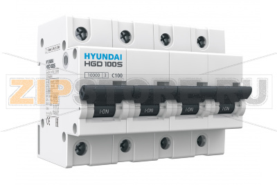 Выключатель автоматический модульный 80 А, 4 полюса, 4.5 кА Hyundai Electric HGD100S4PMDS0000C00080_C 