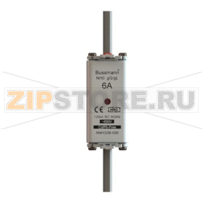 Предохранитель, 6 A, AC 690 В, 120 кА, NH0, gL/gG, IEC Eaton NH FUSE 6AMP 690V gG SIZE 0 