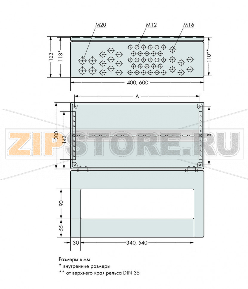 Корпус IP65; Нержавеющая сталь; ШxВxД (600x123x200 мм); 67 x M12, 19 x M16, 4 x M20 Wago 850-805 Комплектация:Корпус из нержавеющей матовой стали 1.4301С откидывающейся на 90° крышкой (850?804/000?001 - на 180°), с прокладкой из ячеистой резины, изготовленной из натурального каучука, с 2 или 3 быстроразъемными соединениямиСмотровое стекло из макролонаМетрические кабельные манжеты (никелированная латунь), включая уплотнительные пробки; кабельная манжета M12, диаметр кабеля 3 – 6 мм; кабельная манжета M16, диаметр кабеля 5 – 9 мм; кабельная манжета M20, диаметр кабеля 9 – 13 мм1 рейка DIN 35/7,5...