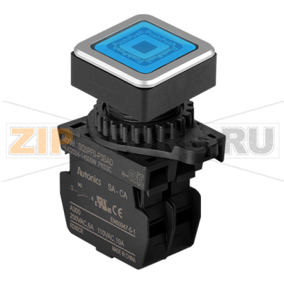 Выключатель кнопочный, головка: квадратная, Ø отверстия: 30 мм Autonics SQ3PFS-P3BALM 