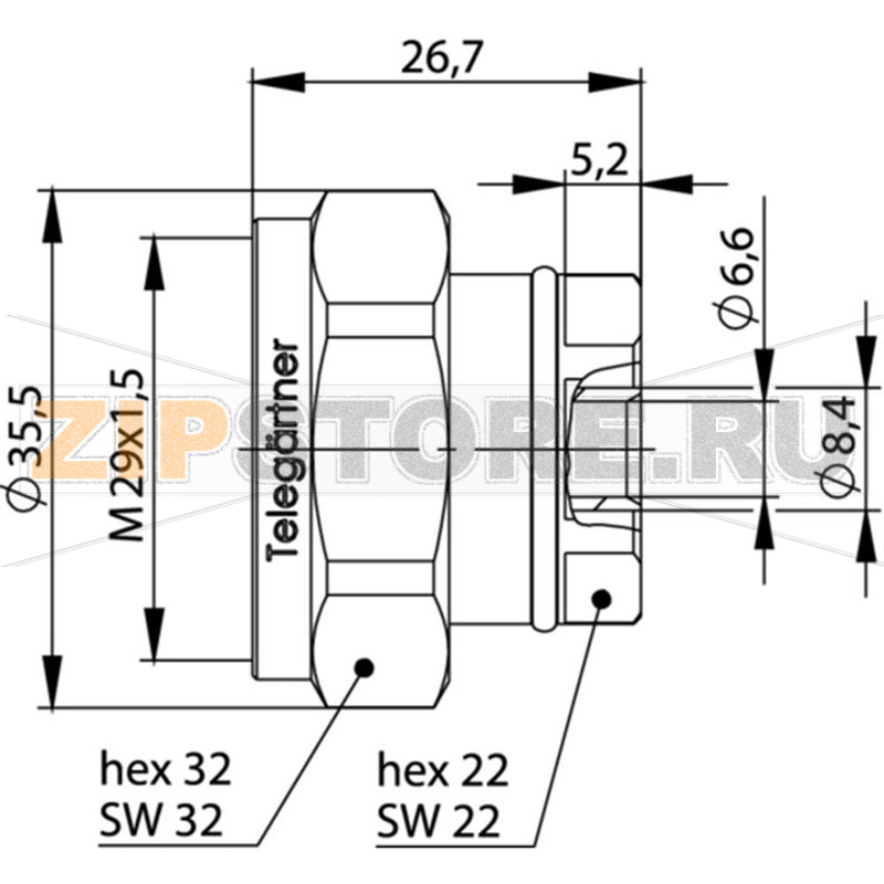 Разъем DIN 7-16, 50 Ом, 1 шт Telegärtner J01120B0083 