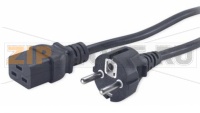 Hyperline PWC-IEC19-SHM-5.0-BK Кабель питания (Schuko+C19) (3x1.5), 16A, угловая вилка, 5 м