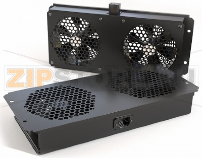 Hyperline TFAB-T2FR-RAL9004 Модуль вентиляторный потолочный с 2-мя вентиляторами для установки в шкафы серий TTC2, TTB и TWB, с подшипниками и крепежными элементами, без кабеля питания, цвет черный (RAL 9004SN) 