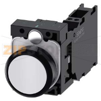 КНОПКА, 22MM, КРУГЛАЯ, ПЛАСТИК, БЕЛАЯ, ПЛОСКАЯ КНОПКА, КОНТАКТЫ МГНОВЕННОГО ДЕЙСТВИЯ, С ДЕРЖАТЕЛЕМ 1NO+1NC, ПРУЖИННЫЕ КЛЕММЫ, Siemens 3SU1100-0AB60-3FA0
