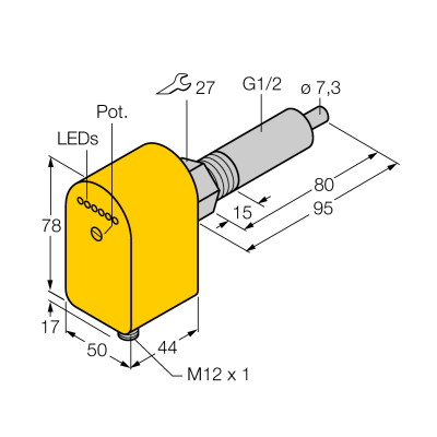 Датчик потока погружного типа с оценочной электроникой Turck FCS-G1/2A4P-AP8X-H1141/L080 