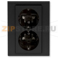 Розетка двойная, антрацит/дымчатый чёрный ABB 2CHH223457C6063