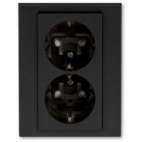 Розетка двойная, антрацит/дымчатый чёрный ABB 2CHH223457C6063