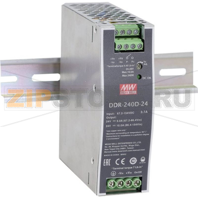 Преобразователь DC/DC на DIN-рейку, 24 В/DC, 10 А, 240 Вт Mean Well DDR-240D-24 
