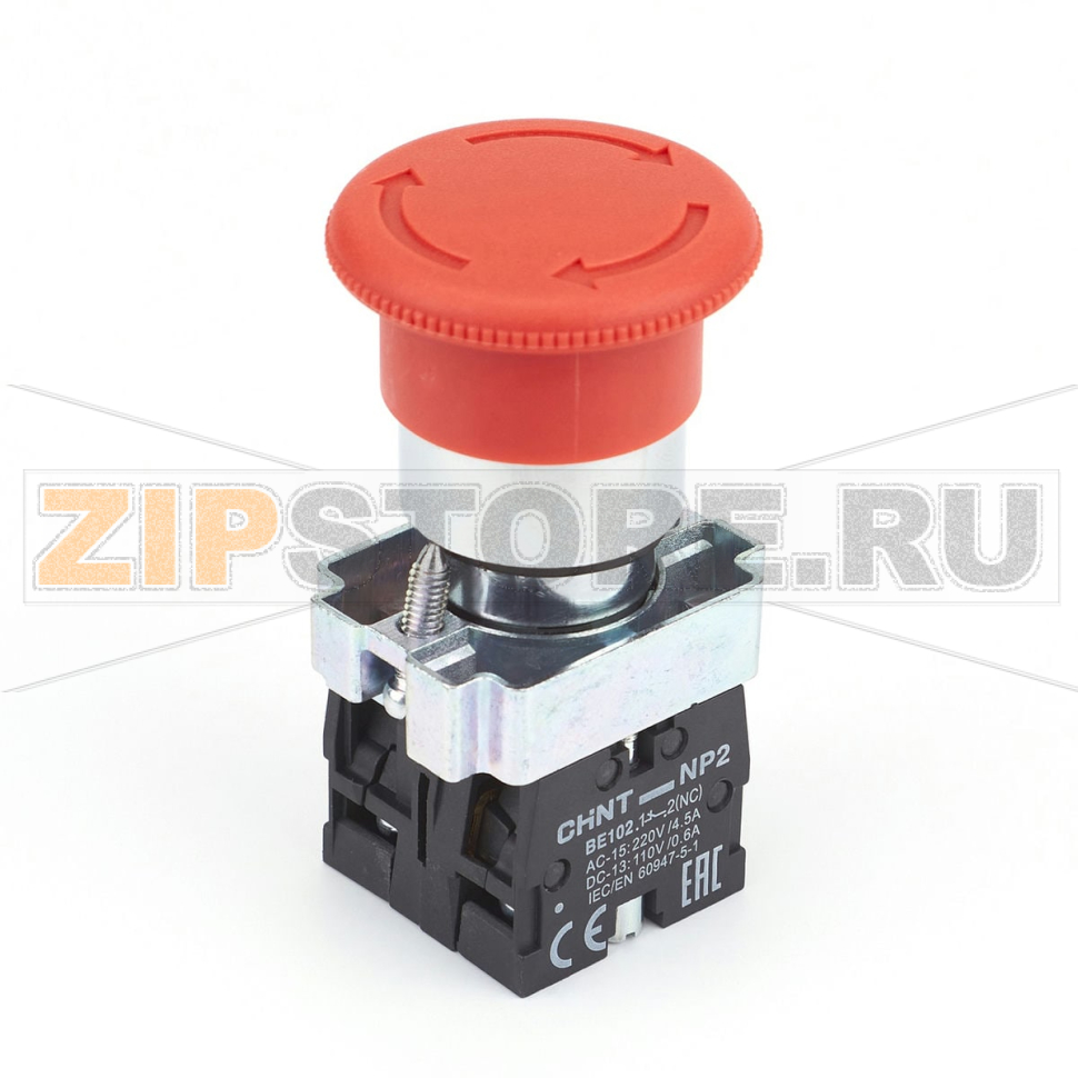 Кнопка управления, 1НЗ+1НО, IP40, без подсветки, красная Chint NP2-BS545 