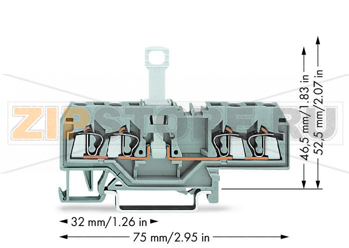 4-проводные клеммы с размыкателем; для DIN-рейки 35 x 15 и 35 x 7,5; 2,5 мм; CAGE CLAMP®; 2,50 mm; серые Wago 280-685 Примечание:Terminating Aluminum ConductorsWAGO spring clamp terminal blocks are suitable for solid aluminum conductors up to 4 mm?/12 AWG if WAGO “Alu-Plus” Contact Paste is used for termination.“Alu-Plus” Contact Paste Advantages:Automatically destroys the oxide film during clamping.Prevents fresh oxidation at the clamping point.Prevents electrolytic corrosion between aluminum and copper conductors (in the same terminal block).Provides long-term protection against corrosion....