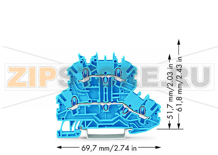 Double-deck terminal block; Through/through terminal block; N/N; without marker carrier; suitable for Ex i applications; for DIN-rail 35 x 15 and 35 x 7.5; 1 mm?; Push-in CAGE CLAMP®; 1,00 mm?; blue Wago 2000-2204 