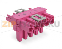 T-distribution connector; 5-pole; Cod. B; 1 input; 2 outputs; 2 locking levers; pink Wago 770-1643/080-000