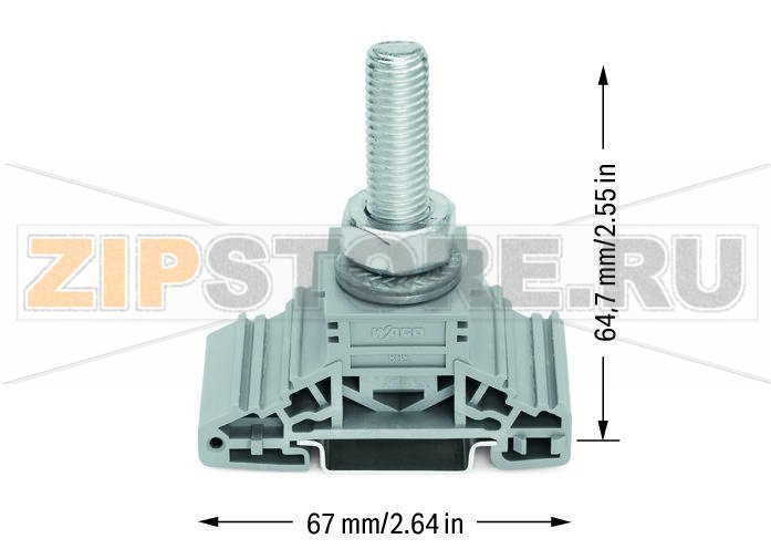 Stud terminal block; lateral marker slots; for DIN-rail 35 x 15 and 35 x 7.5; 1 stud, M12; 120,00 mm?; gray Wago 885-112 