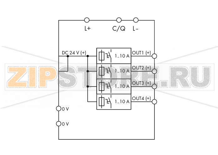 electronic circuit breaker; 4-channel; 24 VDC input voltage; adjustable 1 … 10 A; IO-Link Wago 787-1664/000-080 Features:Space-saving ECB with four channelsNominal current: 1 … 10 A (adjustable for each channel via sealable selector switch or IO-Link interface)Switch-on capacity > 50000 ?F per channelOne illuminated, three-colored button per channel simplifies switching (on/off), resetting, and on-site diagnosticsTime-delayed switching of channelsStatus message and current measurement of each individual channel via IO-Link interfaceSwitch on/off each channel separately via IO-Link interface...