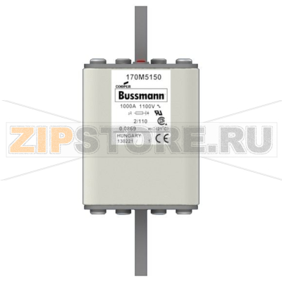 Предохранитель, 1000 A, AC 1100 В, 100 кА, size 2, 61x75x138 мм, aR, DIN, IEC Eaton FUSE 1000A 