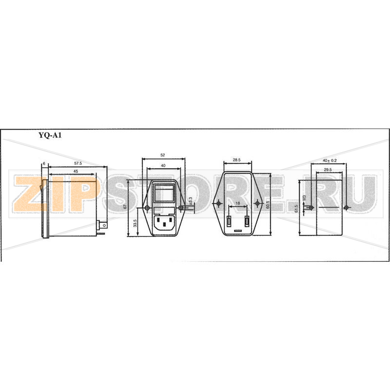 Фильтр сетевой 250 В/AC, 1 A, 10.5 мГн, 68x52.5x61 мм, 1 шт Yunpen YQ01A1 