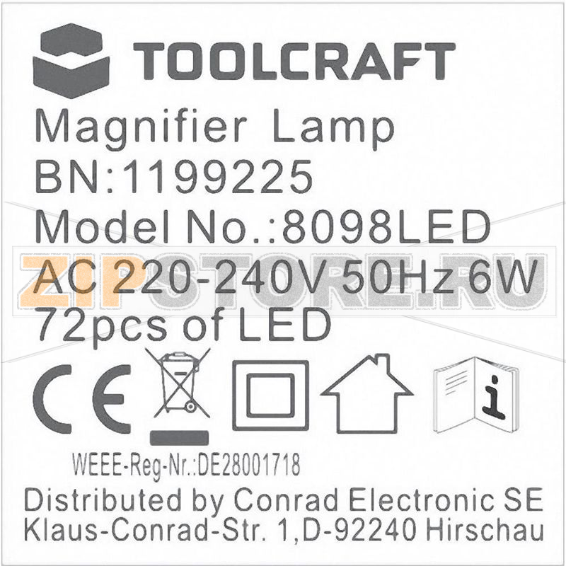 Лампа настольная с лупой 6 Вт, Ø: 120 мм, коэфф. увеличения: 1.75х Toolcraft 1199225 