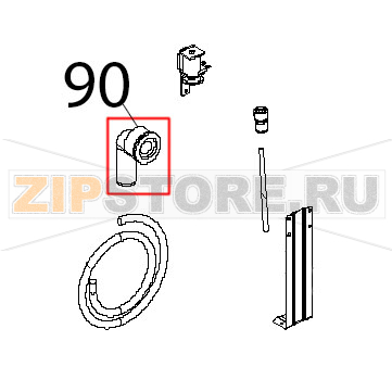 Curva a 90 °C, raccordo scarico Unox XBC 404 Curva a 90 °C, raccordo scarico Unox XBC 404Запчасть на деталировке под номером: 90