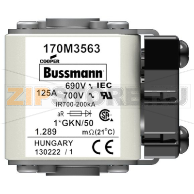 Предохранитель, 125 A, AC 690 В, 200 кА, size 1, 45x59x51 мм, aR, IEC UL Eaton FUSE 125A 690V 
